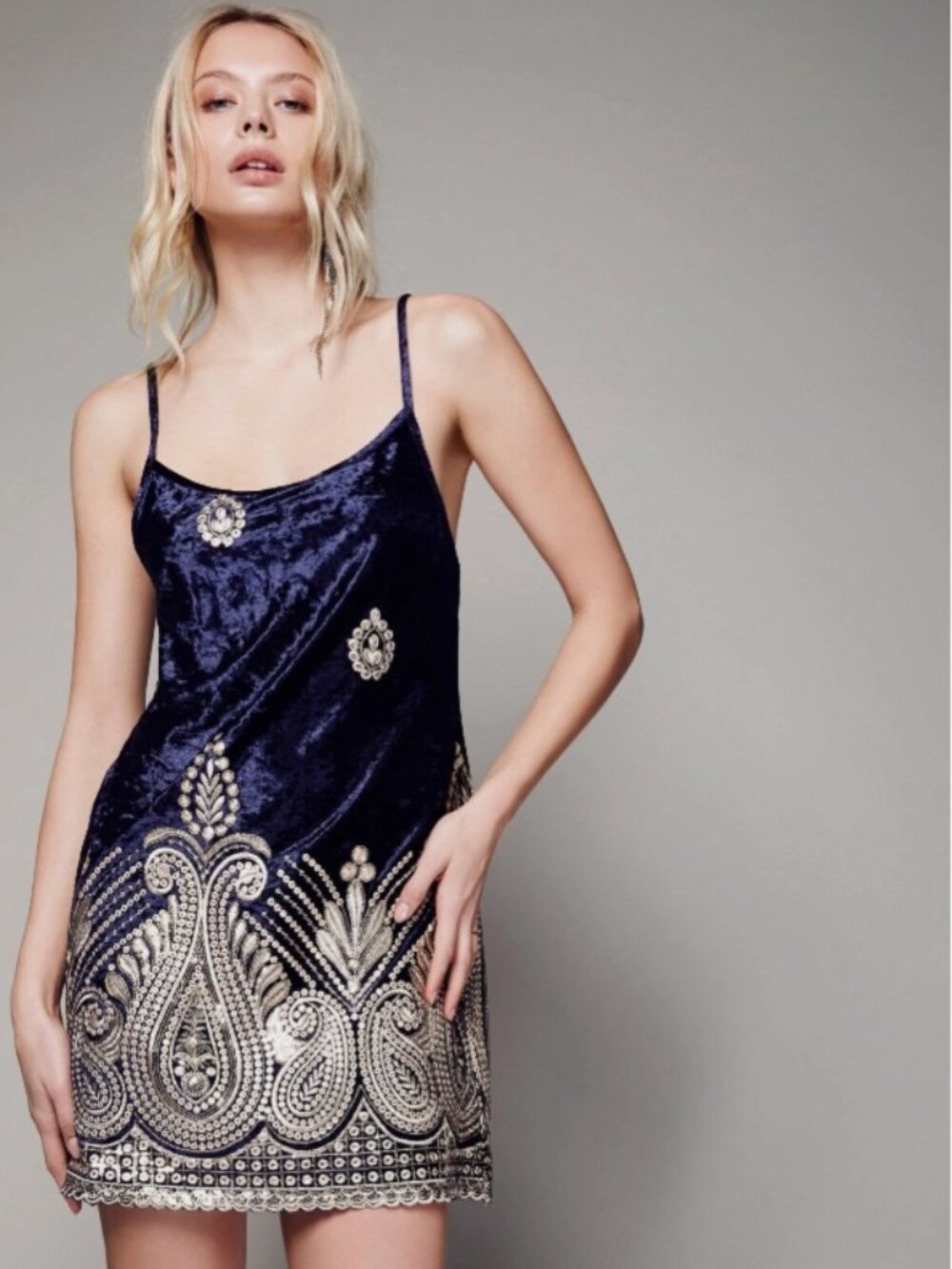 New Free People X Lenni Malu Velvet Mini Dress size Small MSRP: $250